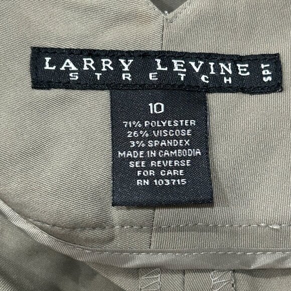 Larry Levine Womens Khaki Stretch Button Details Capri Pants Sz 10 Casual Comfy - Picture 5 of 8
